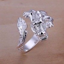 Unisex Fashion Jewelry 925 Sterling Silver Plated Dragon Ring Size 8 R054 image 1