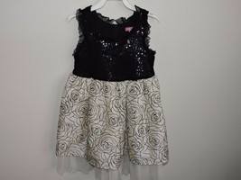 Le Pink Girls Dress Black White Roses Tulle Sequins Sparkle Fancy Party ... - $23.34