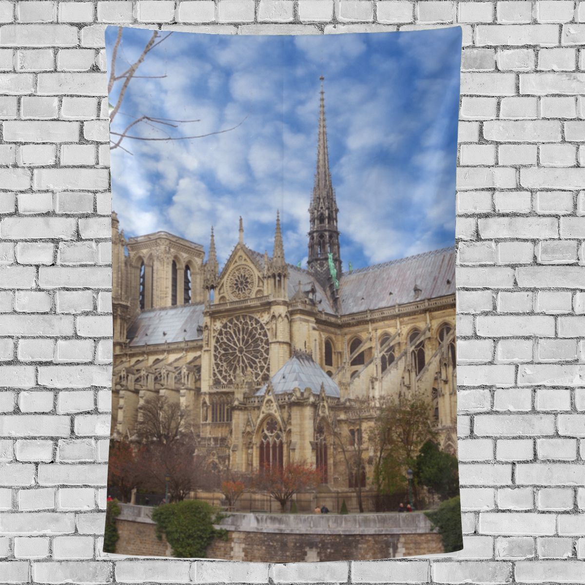 Wall Art Tapestry Vintage Style Notre Dame De Paris Pattern Living Room