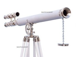 NauticalMart Seaside Floor Standing Chrome with White Leather Griffith Astro Tel