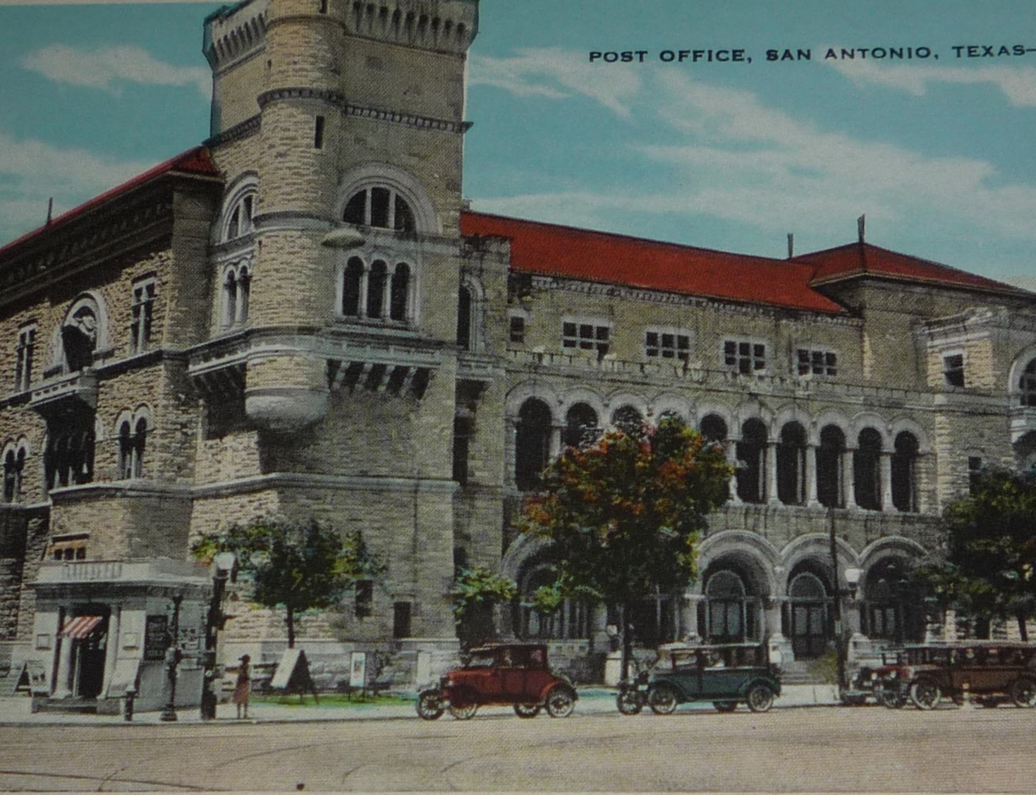 Post Office, San Antonio, Texas Antique Exterior Street View Postcard