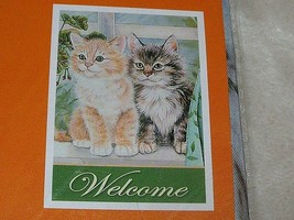New Adorable Kitten Welcome Flag 28" X 40" Outdoor Yard Cats Gray Tabby Orange - $19.75