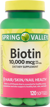 Spring Valley Biotin Dietary Supplement, 10,000 mg, 120 Softgels  - $31.06