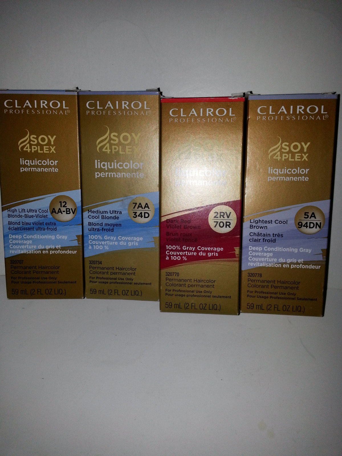 LOT OF 12 CLAIROL PROFESSIONAL SOY4PLEX LIQUIDCOLOR PERMANENTE; 2OZ