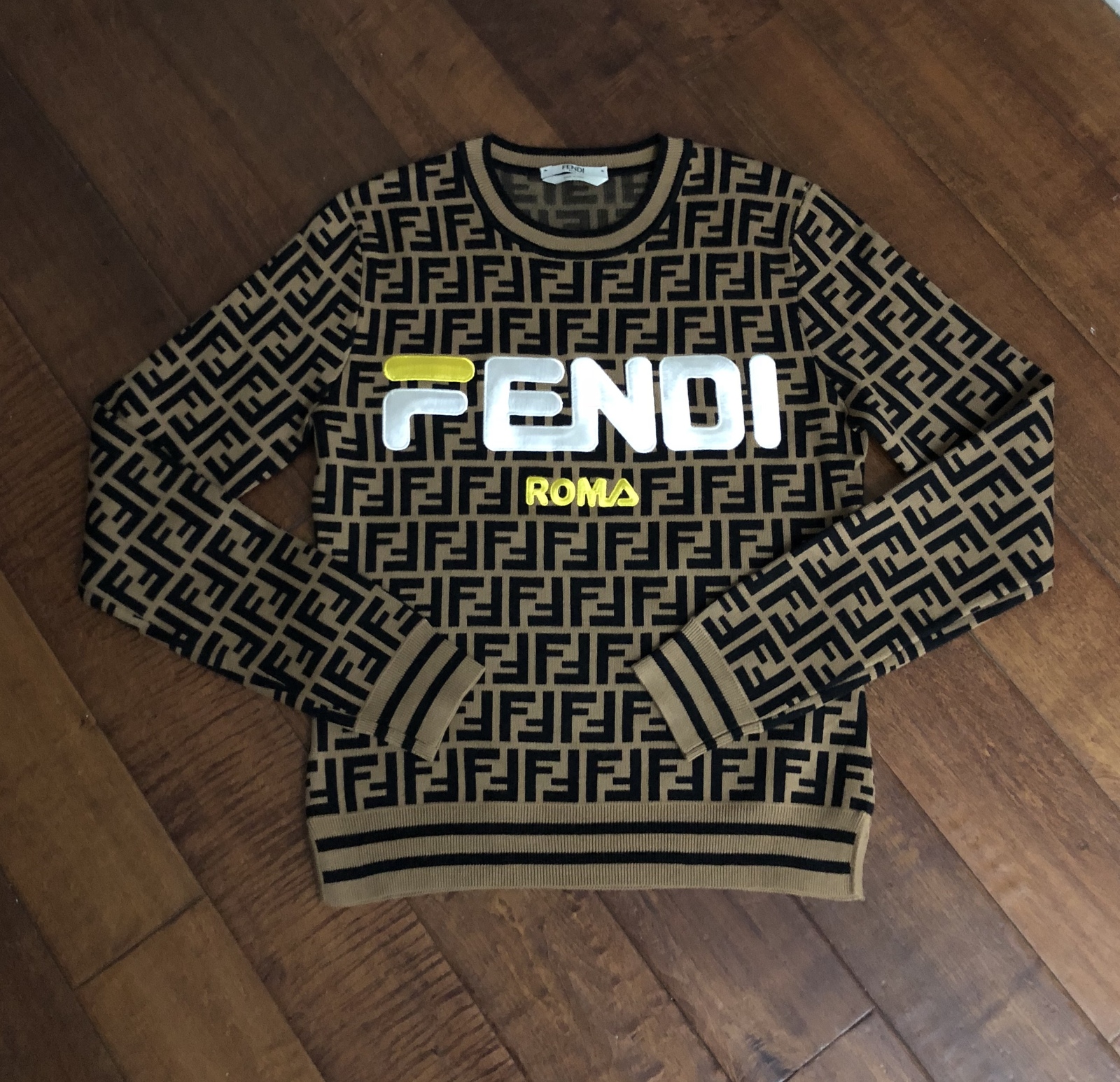FENDI MANIA X Fila Collab women’s embroidered FF logo sweater pullover ...