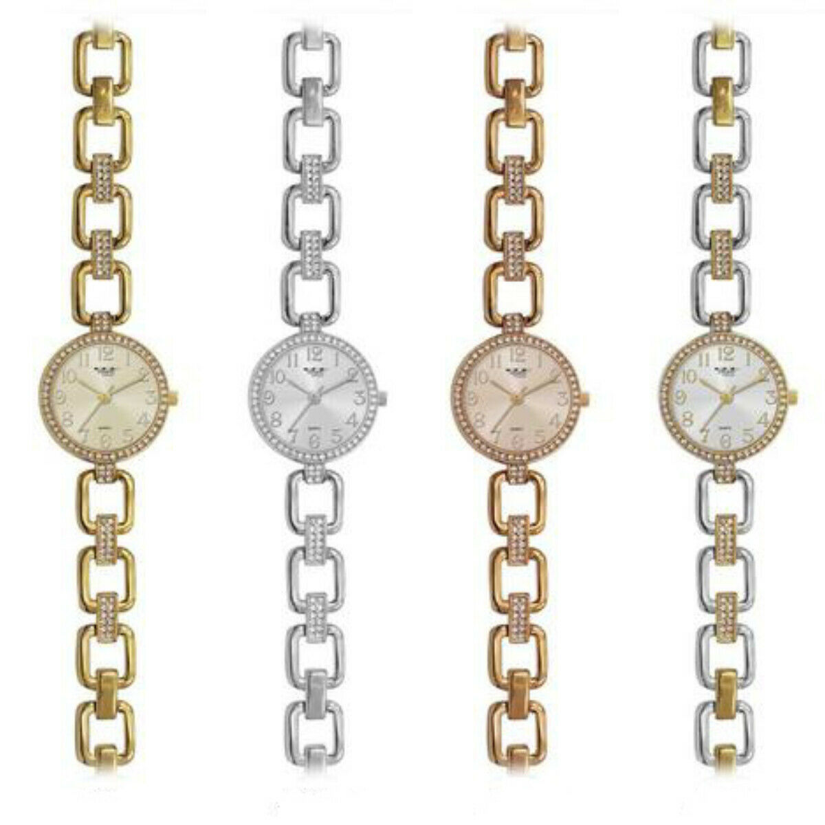 27mm Milano Expressions Women Fashion Simulated Diamonds Bracelet Wrist Watch