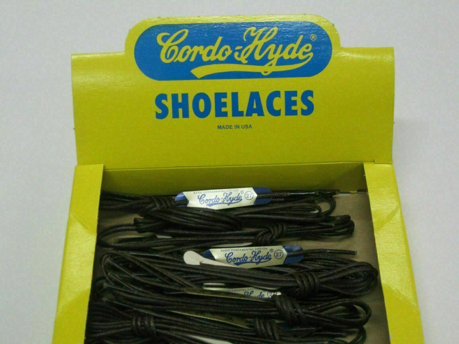 1 Pair - Wax Shoe Laces Thin Round Waxed Cordo Hyde - Made in USA - Dress Shoe