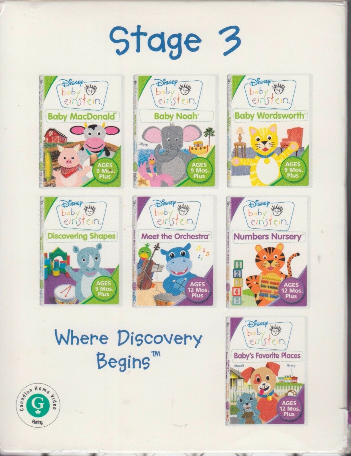 Baby Einstein Stage 3 7DVD Pack (2007, Disney ) children's