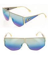 FENDI DISCO 40051 Rainbow Gold Shield FF Unisex Mask Metal Sunglasses FE40051U - $531.63
