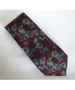 Andrea Fezza Neck Tie 100% Silk Floral Abstract Menswear Blue Burgundy B... - $24.00