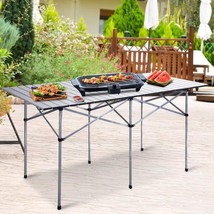 Aluminum Roll Up Folding Camping Rectangle Picnic Table - $122.26