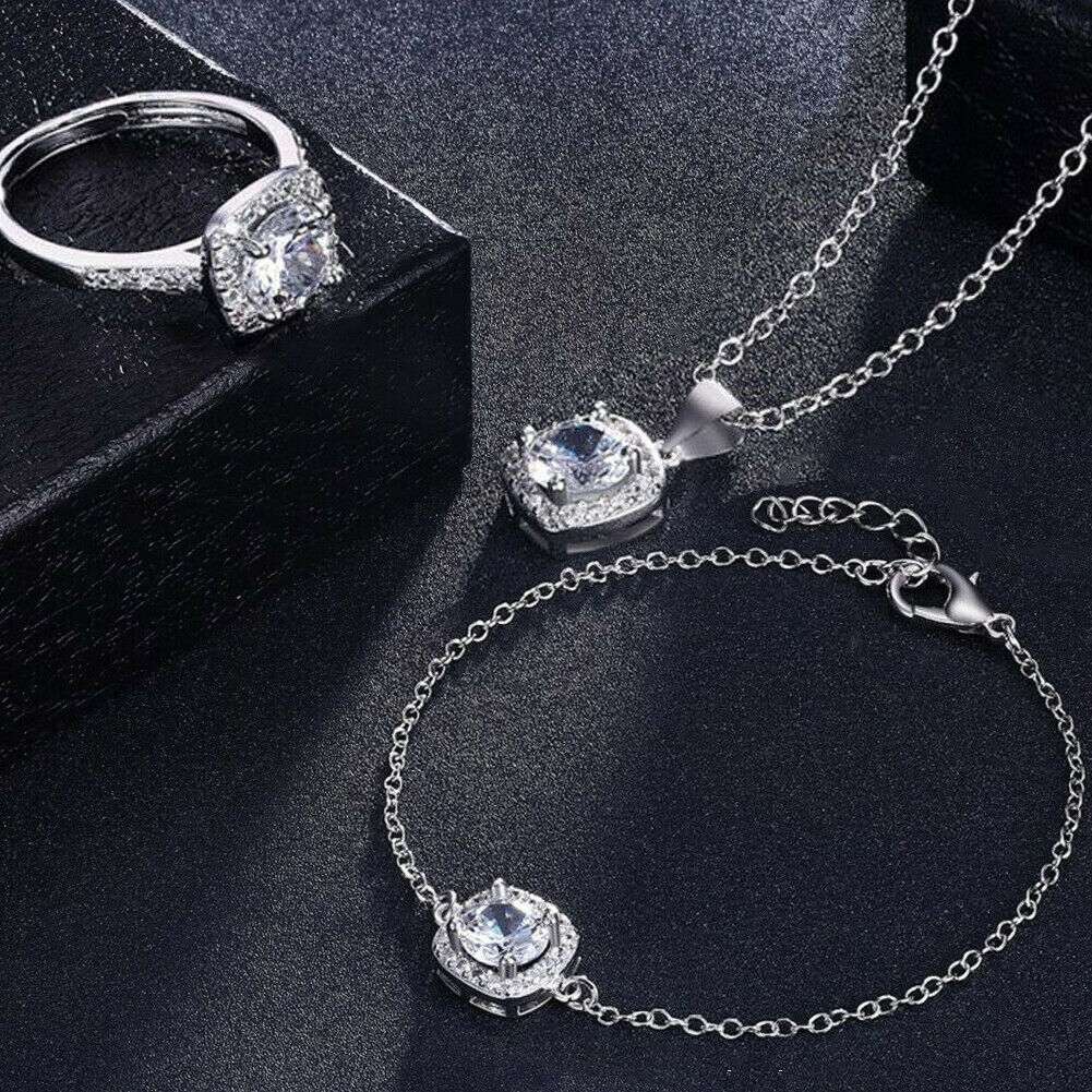 Fashion Star Moon Shaped 925 Silver Wedding Rings White Sapphire Ring US Seller
