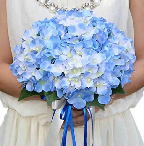 PANDA SUPERSTORE Blue Beautiful Artificial Flowers Wedding Bouquet Bride Bridal