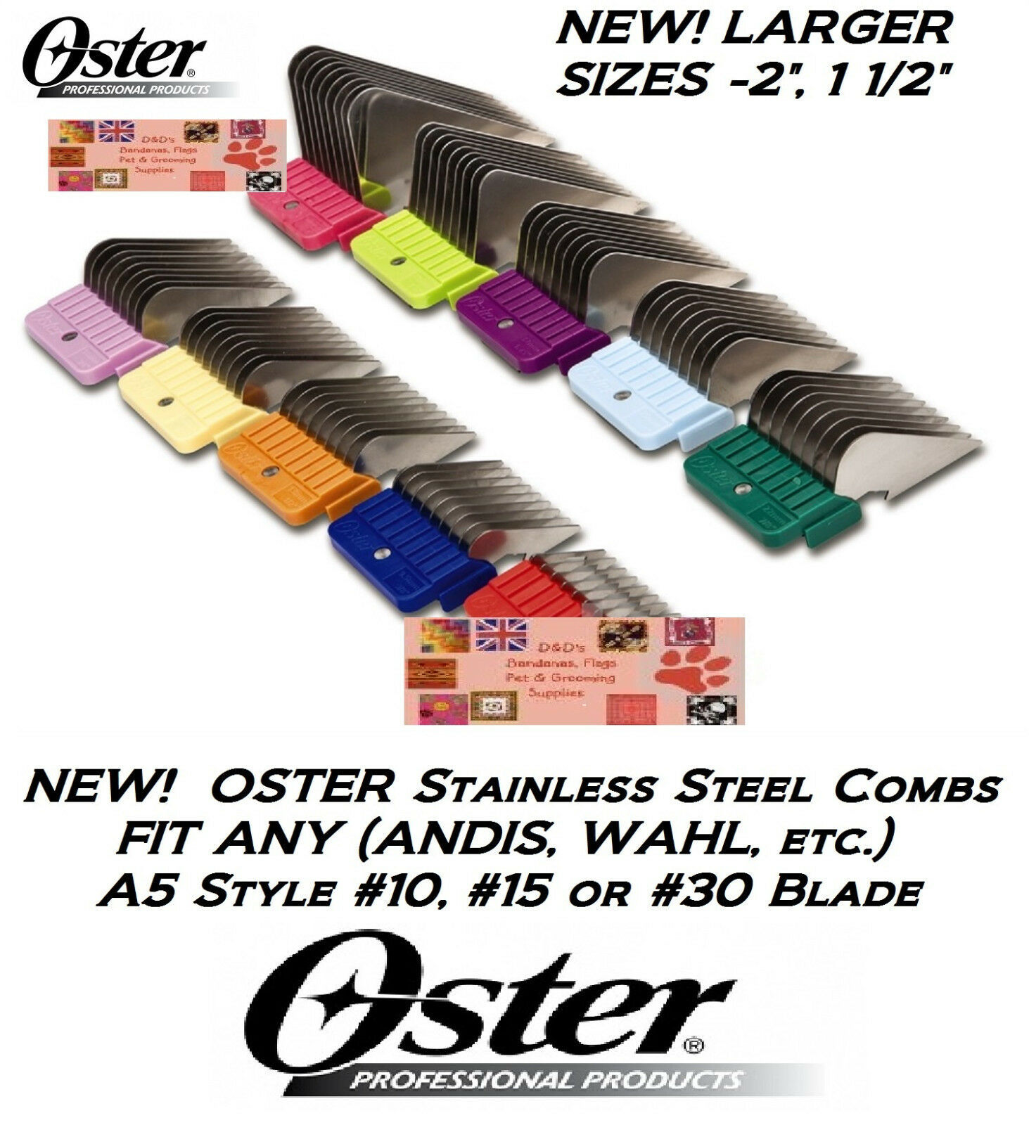 OSTER STAINLESS STEEL A5 Universal GUIDE COMB*Fit Many Andis,Wahl Clipper&Blade