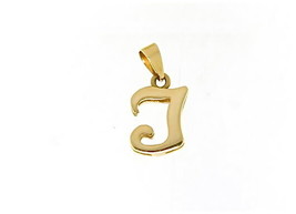 18K YELLOW GOLD LUSTER PENDANT WITH INITIAL I LETTER I MADE IN ITALY 0.71 INCHES image 1