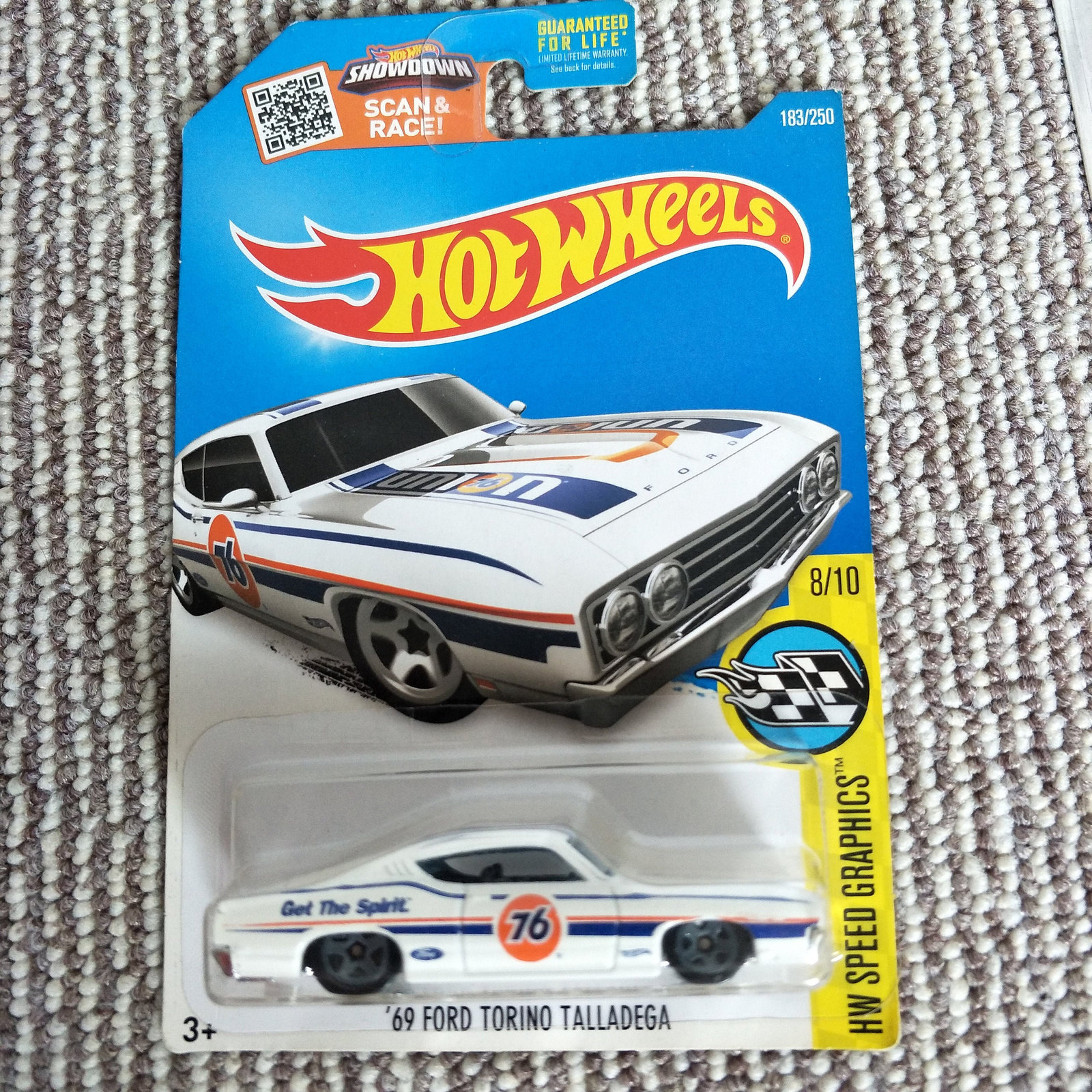 Hot Wheels '69 Ford Torino Talladega White HW Speed Graphics Long Card ...