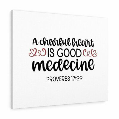 Scripture Canvas Cheerful Heart Proverbs 17:22 Christian Wall Art Bible Verse Pr