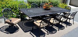 Elisabeth 11pc outdoor dining patio set Santa Clara rectangular extendable table image 2