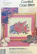 Golden Bee 1991 Blue Ribbon Floral Picture Counted Cross Stitch Kit Flower 60455 - $16.82
