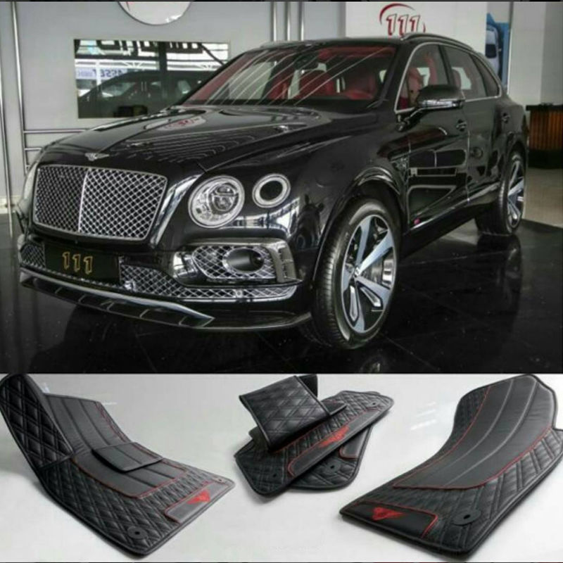 BENTLEY BENTAYGA CUSTOM DIAMOND ECO LEATHER FLOOR MATS w/ LOGO 2016