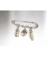 2&quot; SAFETY PIN w 3 CRYSTALS BROOCH &amp; FIRE HYDRANT - HELMET - EXTINGUISHER... - $8.50