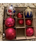 Vintage Glass Christmas Ornaments 8 Different Colors And Sizes POLAND - $28.04