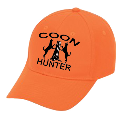 Cap Hat Caps Flame Orange Embroidered Coonhound Treeing Coon Hunter