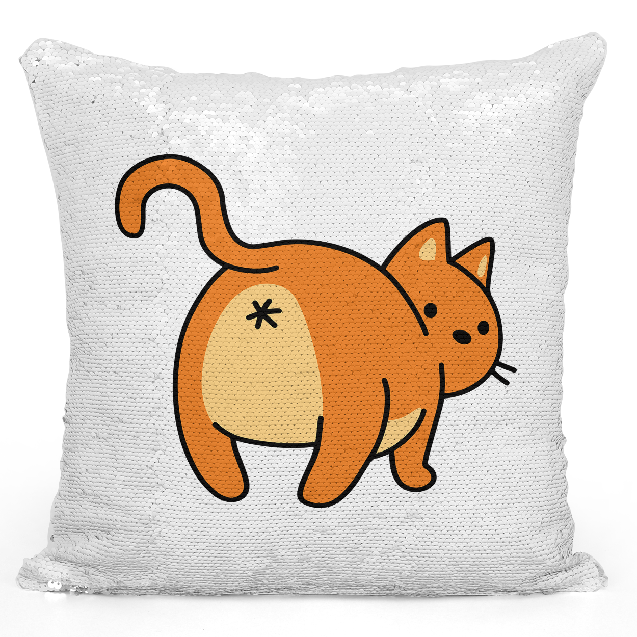 cat sequin pillow