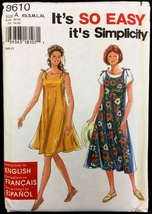 Uncut 1990s Size XS S M L XL Easy Dress Top Simplicity 9610 Pattern - $6.99