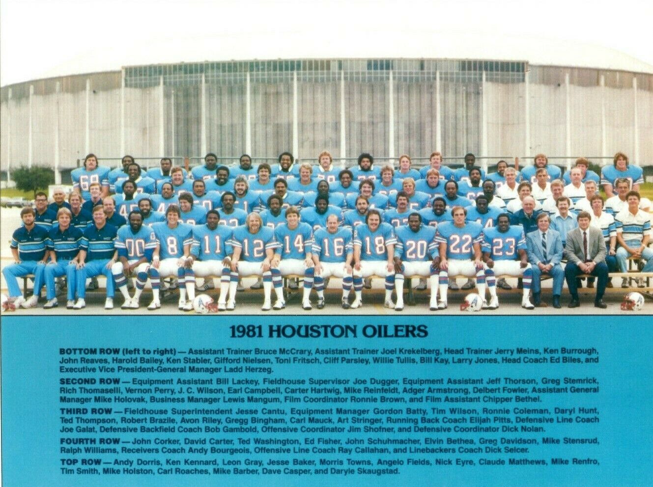 1980 Houston Oilers Football Player Art - Row One Brand