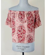 MADEWELL Red Floral Watercolor Paisley 100% Silk Off-the-Shoulder Top Sz... - $34.64