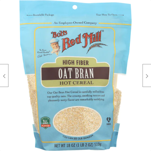 Bob's Red Mill High Fiber Oat Bran Hot Cereal 18 oz Pkg Grains & Cereals