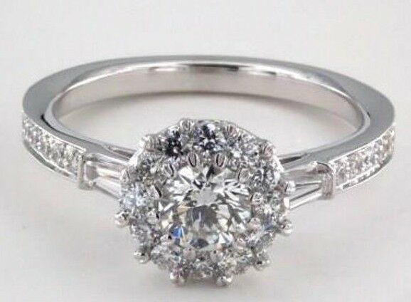 2.75Ct Round Cut White Diamond Solid 925 Sterling Silver Halo Engagement Ring