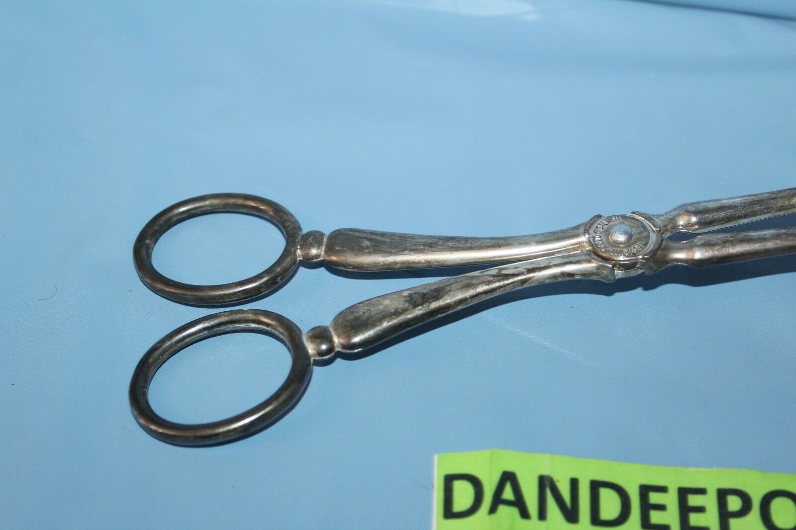 Antique EP Zinc Alloy Silver Salad Serving Tongs Utensil Hong Kong