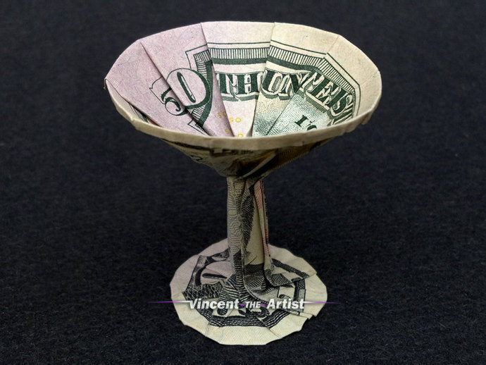 Money Origami MARTINI GLASS - Dollar Bill Art