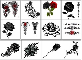 Black Rose Flower Temporary Tattoos  - $11.00