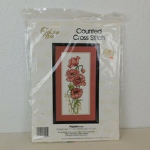 Vintage Golden Bee Counted Cross Stitch Kit 60445 Poppies 7" x 16" From 1990 NEW - $11.65