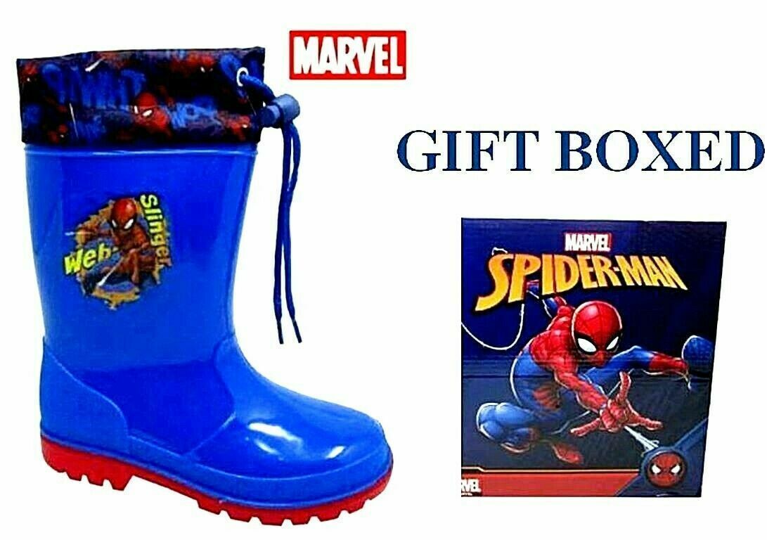Jungen Kinder Spiderman Regenstiefel Gummistiefel 8 10 12 13 1 2 Verpackt