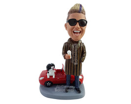 Custom Bobblehead Extravagant male wearing a long expensive coat holding a cup o - $169.00