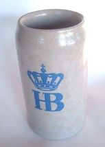 Salt Glazed German Mug Vintage Beer Stein HB With Crown 1L - $39.57