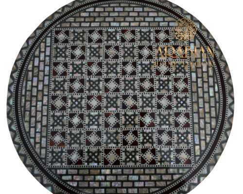 Chess Game Table 20" Square Egyptian Mother of Pearl Inlay Coffee Side Table 
