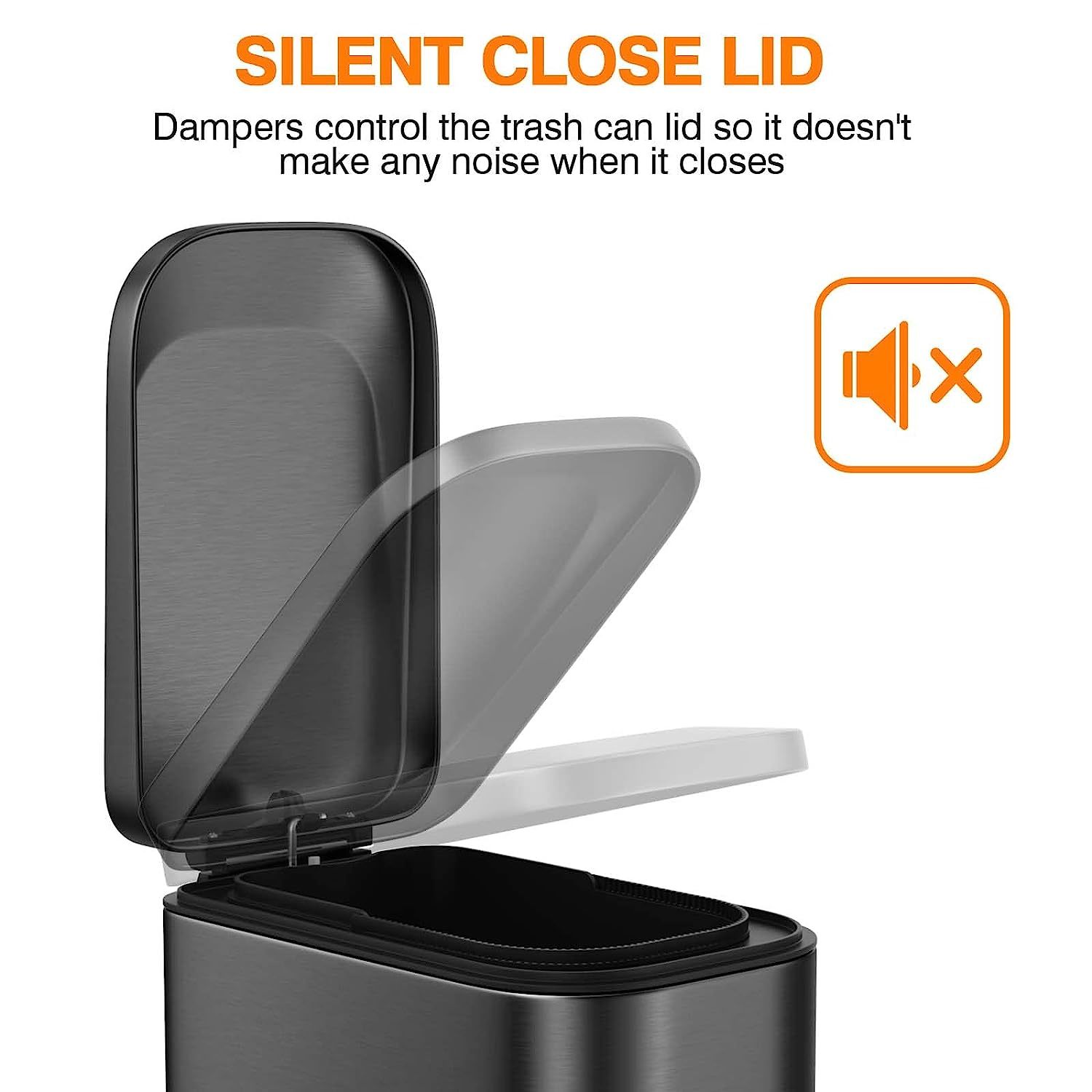 15 Liter/4 Gallon Trash Can With Soft Close Lid,Stainless Steel Trash