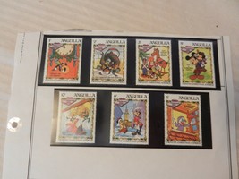 Set of 7 Disney Stamps Christmas 1983 from Anguilla Dickens Christmas St... - $11.14