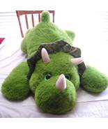  TRICERATOPS Huge Green Dinosaur Plush Stuffed Toy Floppy 44" XL Hug Fun - £29.70 GBP