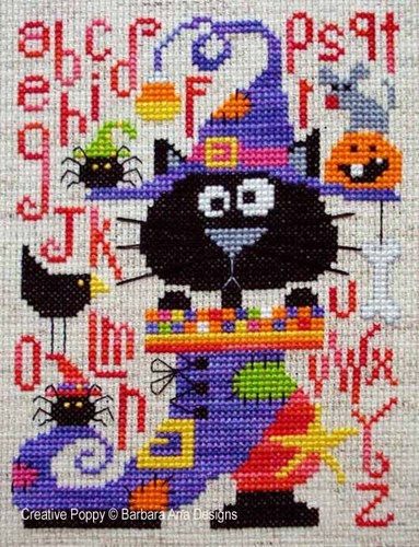 Spooky ABC halloween cat cross stitch chart Barbara Ana Designs - Other