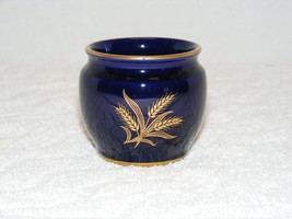 VINTAGE1948 Lenox Dark Blue With Gold Inlay Wheat Design Candle Holder Bowl Guc - $59.99