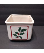 Vintage Ceramic Planter with Holly, Made in Taiwan, Square, Christmas Plant Pot - $19.99