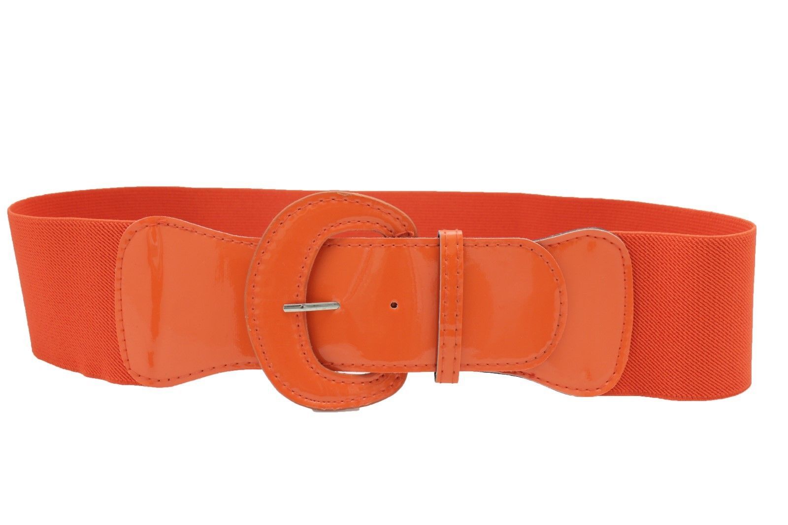 Women Fashion Belt Orange Color Elastic Band Hip Waist Big Buckle Size