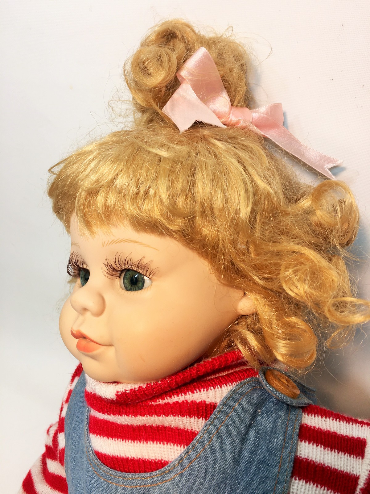 Heritage Mint Baby Toddler Doll Jointed Green Eye Girl Overalls 2000