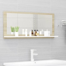 USA B MART Bathroom Mirror White and Sonoma Oak 35.4&quot;x4.1&quot;x14.6&quot; Enginee... - $52.99